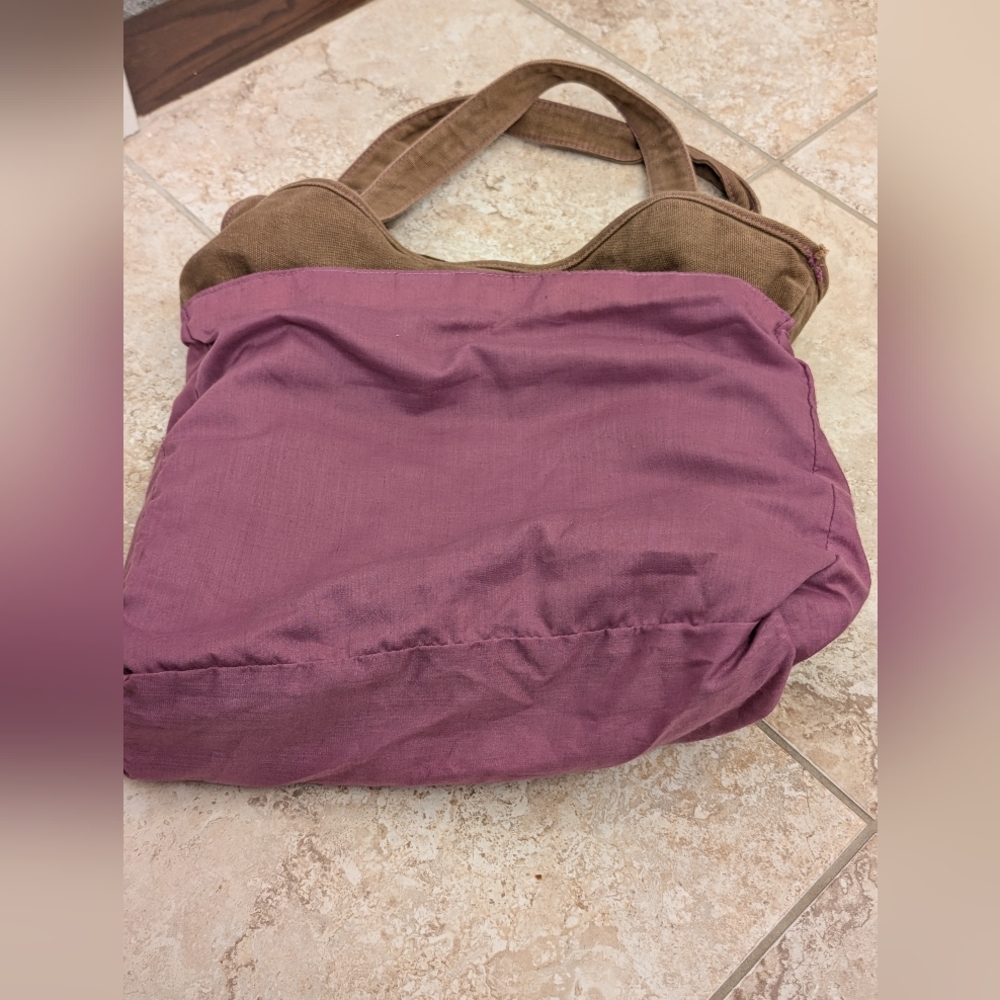 Y2K Deadstock Corduroy Chocolate Brown & Purple Floral Tote Bag - Picture 7 of 7